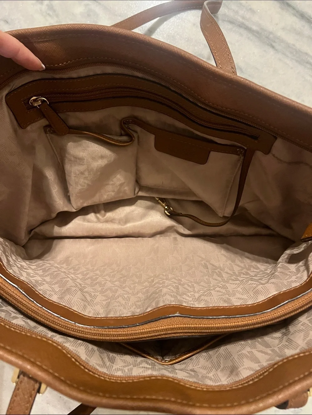 Michael Kors Cognac Saffiano Jet Set Medium Leather Tote